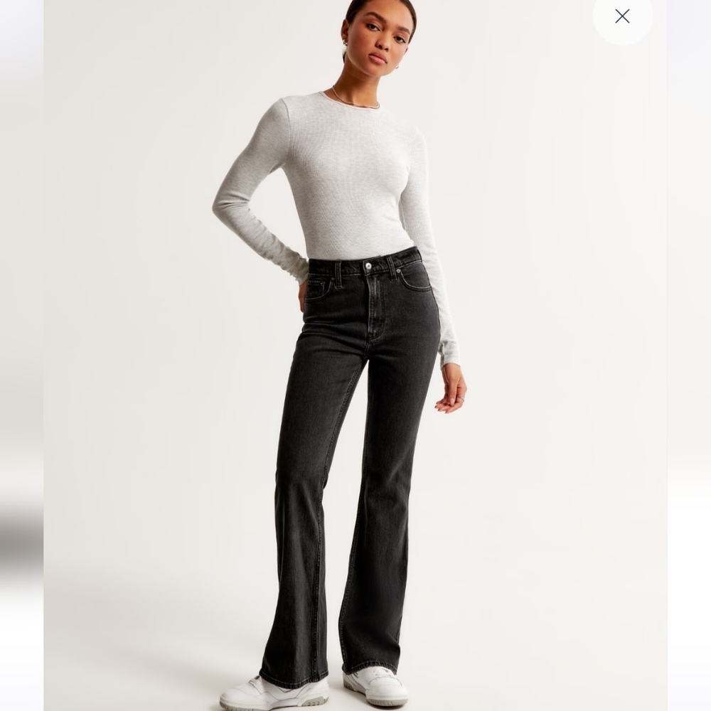 Abercrombie & Fitch Black Flare Jeans 22/36 Long Tall